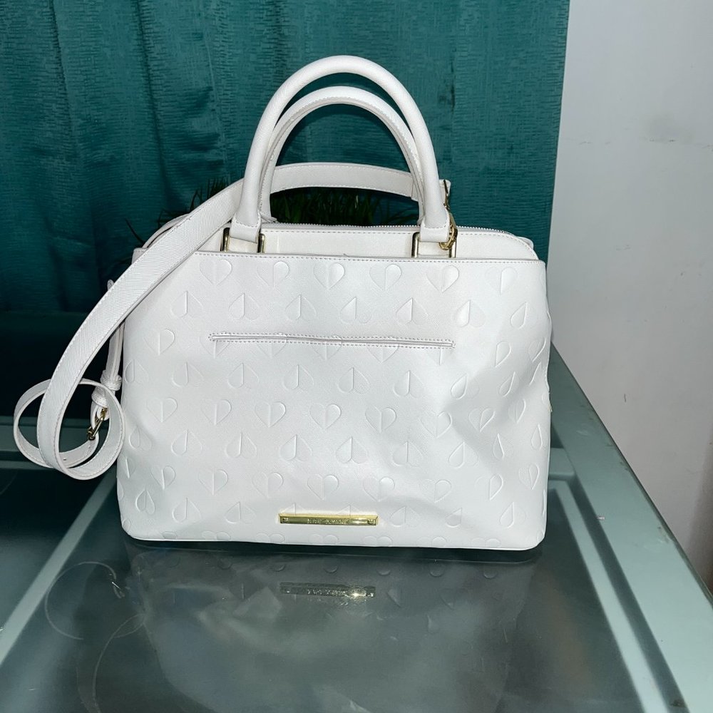 Betsey Johnson White Heart Print Crossbody Bag Tote Purse